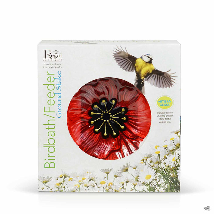 Poppy Bird Bath and Feeder Garden Stake