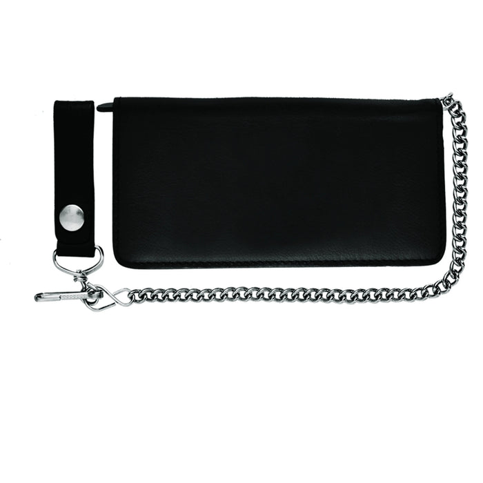 Black Bifold Leather Biker Wallet