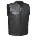 Black Diamond - Men's Club style Leather Motorcycle Vest