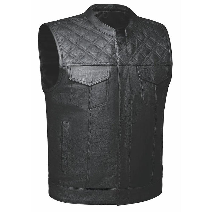 Black Diamond - Men's Club style Leather Motorcycle Vest