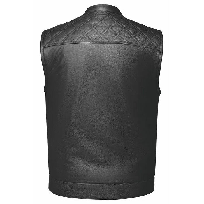 Black Diamond - Men's Club style Leather Motorcycle Vest