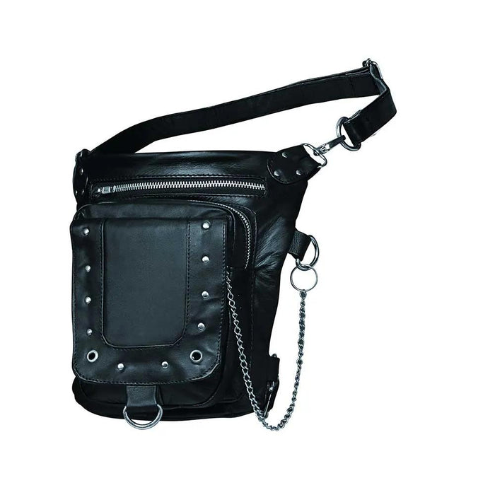 Black Ladies Leather Thigh Bag
