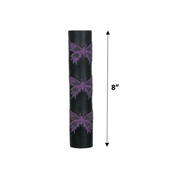 Black Leather Ponytail Wrap purple Butterflies