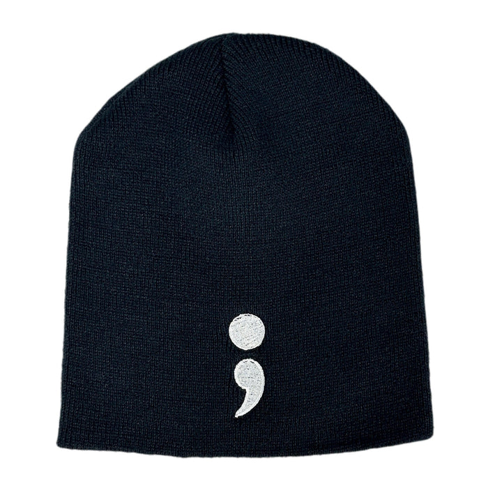 Black Semicolon Suicide Prevention Beanie