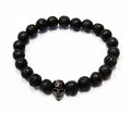 Black Skull - Lava Rock Beads Bracelet