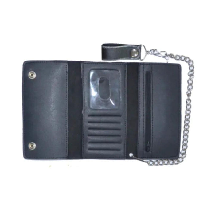 Black Snap Closure Biker Leather Wallet