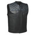 Blue Diamond - Men's Premium Leather Motorcycle Vest