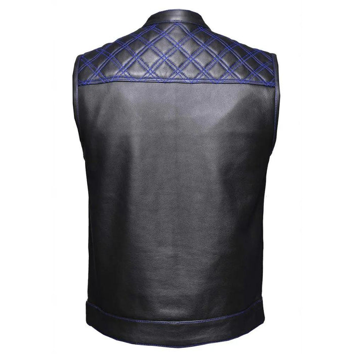 Blue Diamond - Men's Premium Leather Motorcycle Vest