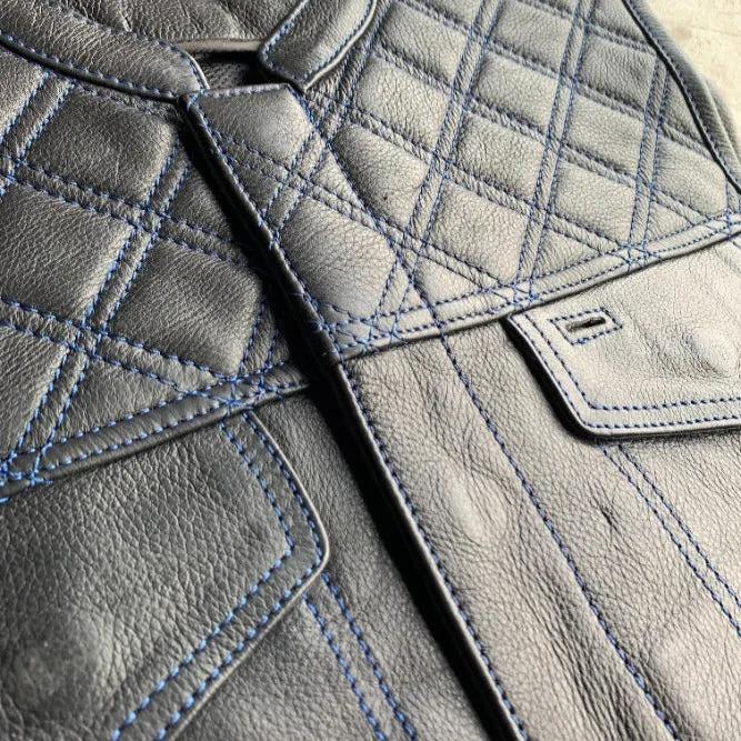 Blue Diamond - Men's Premium Leather Motorcycle Vest