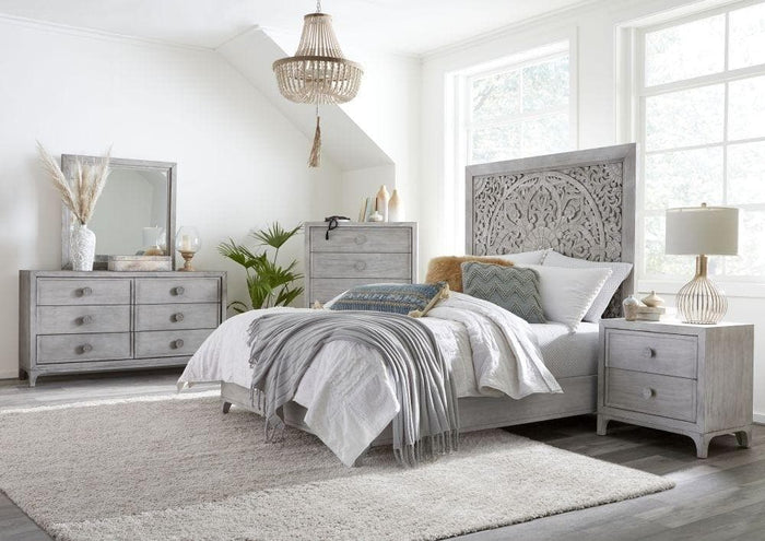 Boho Chic Plain Mirror in Washed White