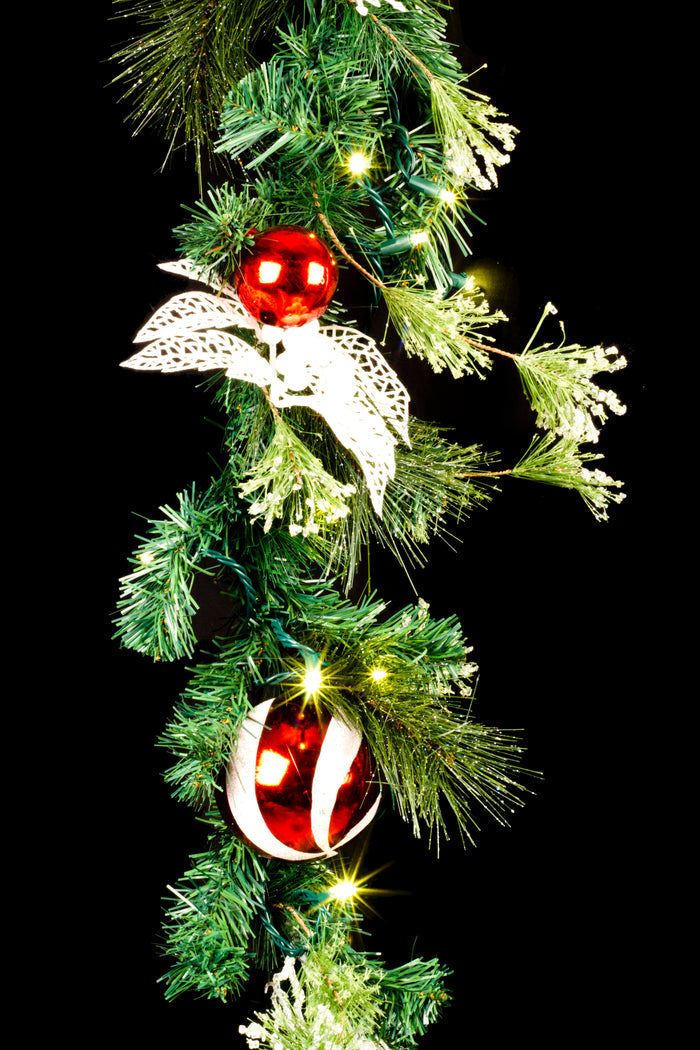 Candy 6' Garland Pre-Lit with Warm White LEDs