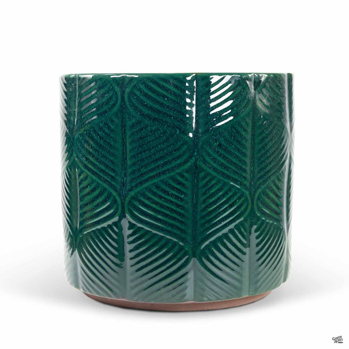 Cascades Cylinder Pot Green 11.75 inch diameter x 10.75 inches tall
