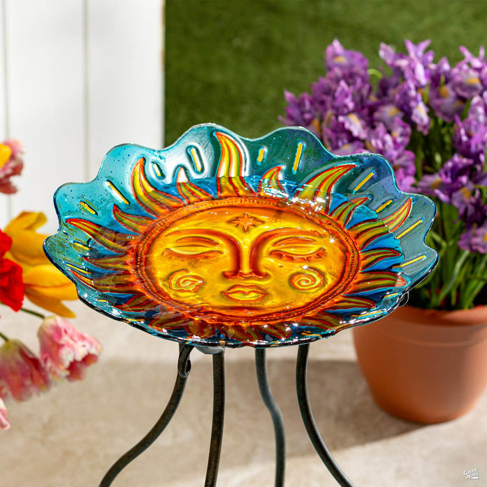 Celestial Sun Glass Bird Bath