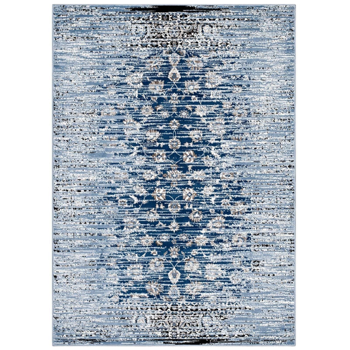 Chiara Moroccan Distressed Lattice Rug Blue
