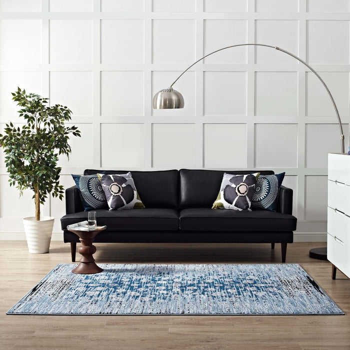 Chiara Moroccan Distressed Lattice Rug Blue