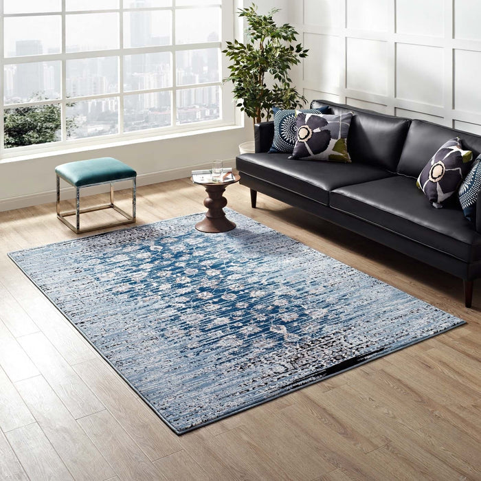 Chiara Moroccan Distressed Lattice Rug Blue