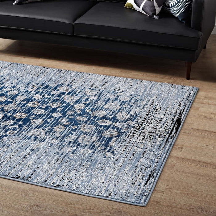 Chiara Moroccan Distressed Lattice Rug Blue
