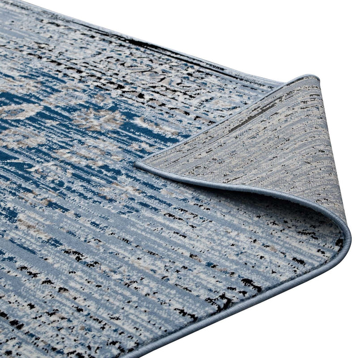 Chiara Moroccan Distressed Lattice Rug Blue