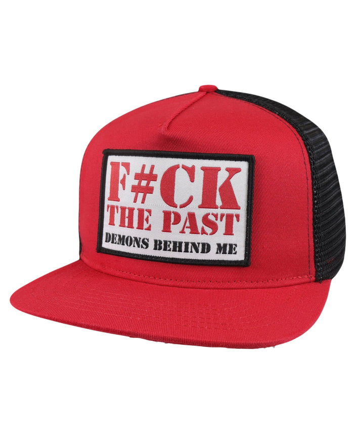 CLOSEOUT Red Classic Trucker "F The Past" Patch Hat