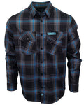 CLOSEOUT The "Redemption" Flannel - Teal, Black & Gray (Hidden Snap Collar)