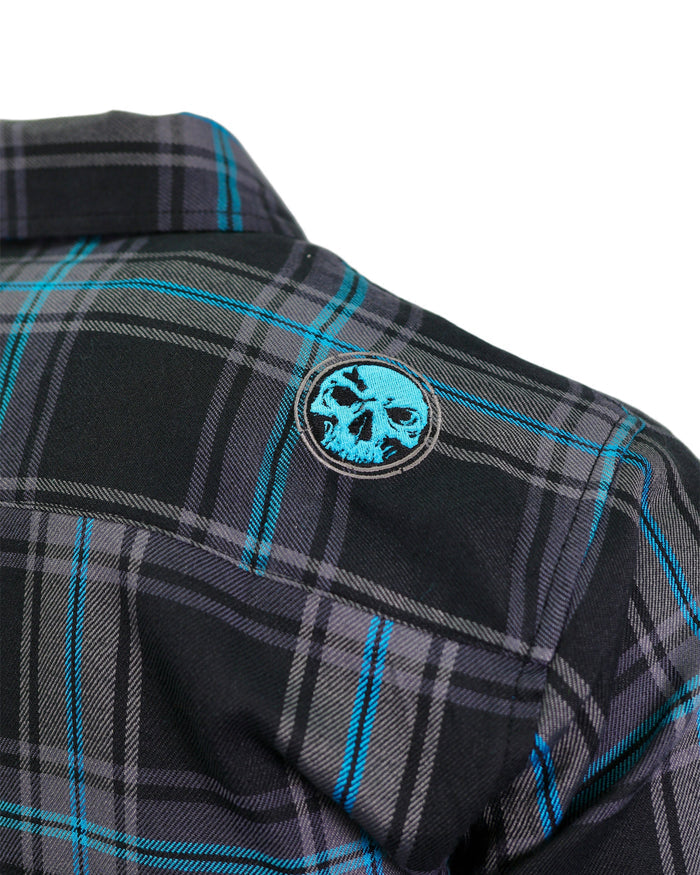 CLOSEOUT The "Redemption" Flannel - Teal, Black & Gray (Hidden Snap Collar)