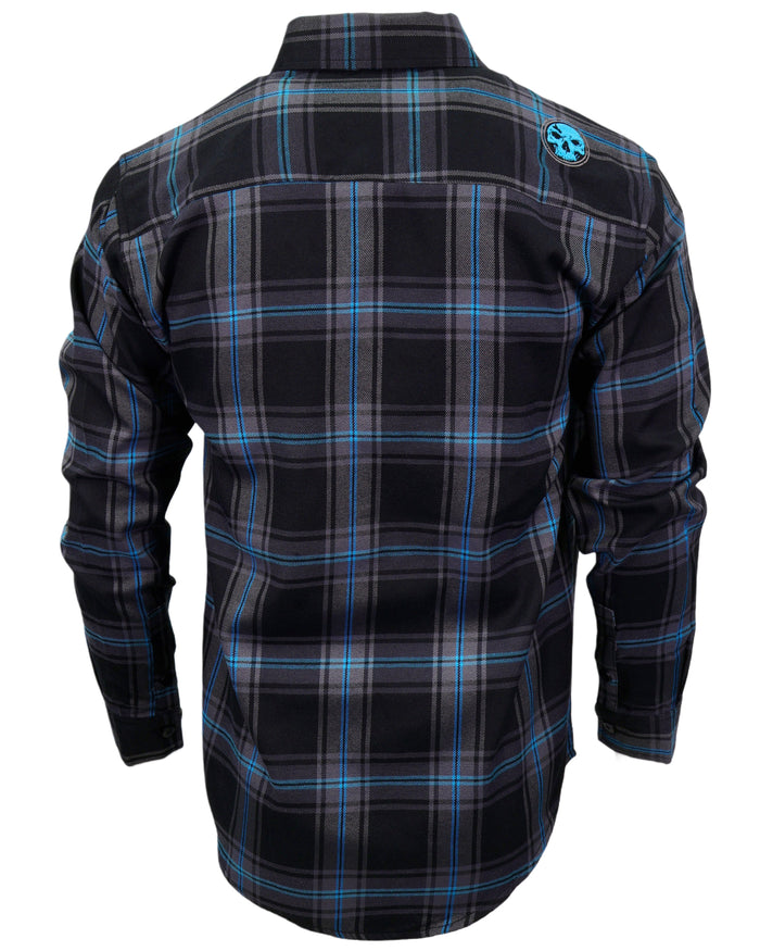 CLOSEOUT The "Redemption" Flannel - Teal, Black & Gray (Hidden Snap Collar)