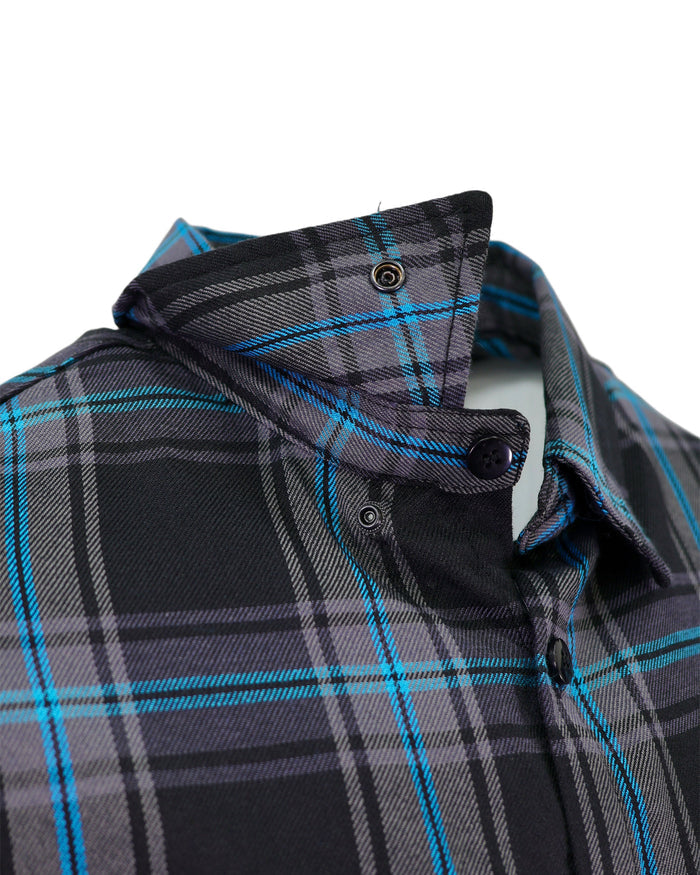 CLOSEOUT The "Redemption" Flannel - Teal, Black & Gray (Hidden Snap Collar)