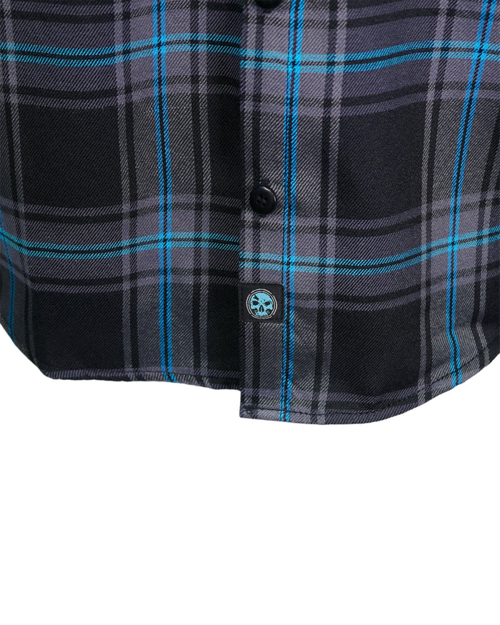 CLOSEOUT The "Redemption" Flannel - Teal, Black & Gray (Hidden Snap Collar)