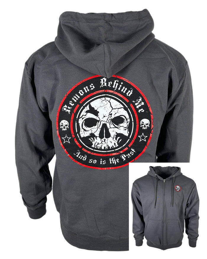 CLOSEOUT Unisex Red Ring Logo Charcoal Zip-Up Hoodie