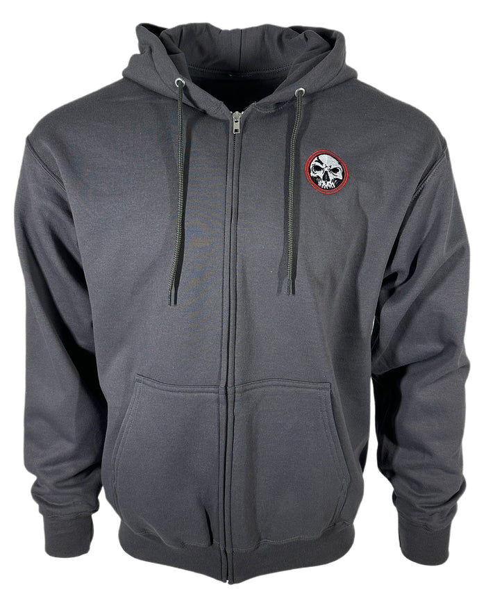 CLOSEOUT Unisex Red Ring Logo Charcoal Zip-Up Hoodie