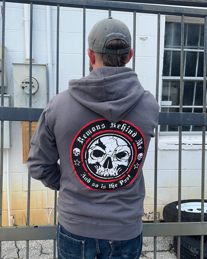 CLOSEOUT Unisex Red Ring Logo Charcoal Zip-Up Hoodie