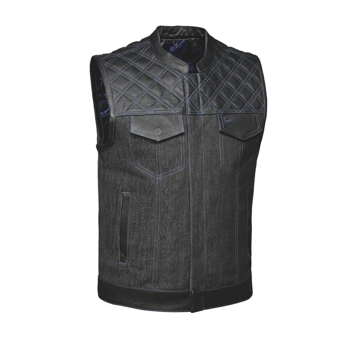 Cobalt - Men's Leather/Denim Club Style Motorcycle Vest