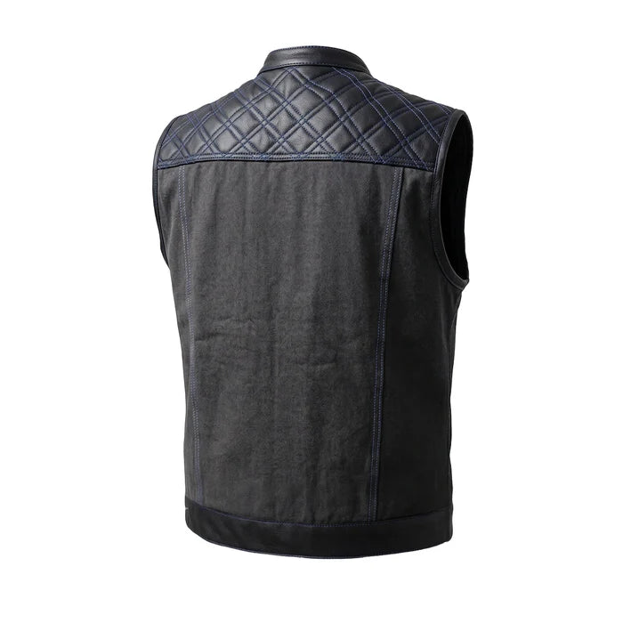 Cobalt - Men's Leather/Denim Club Style Motorcycle Vest