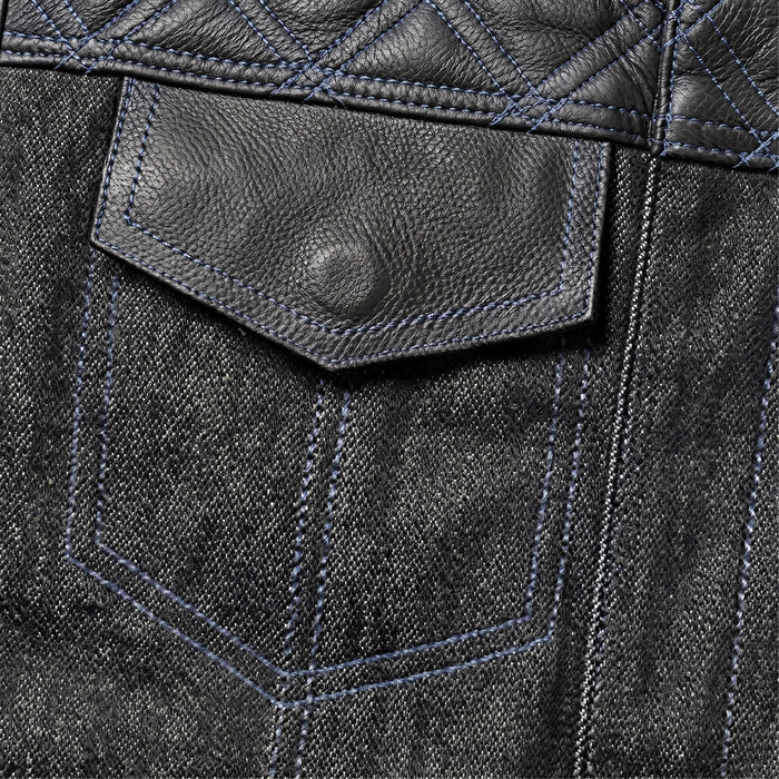 Cobalt - Men's Leather/Denim Club Style Motorcycle Vest