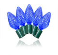 Commercial Grade 25 Count Faceted C9 Blue LEDs on Green Wire