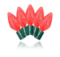 Commercial Grade 25 Count Faceted C9 Red LEDs on Green Wire