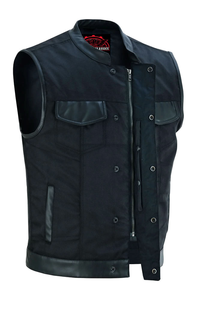 Concealed Snap Closure, Textile Material, Scoop Collar & Hidden