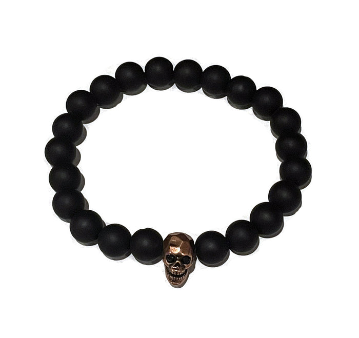 Copper Skull - Lava Rock Bead Bracelet