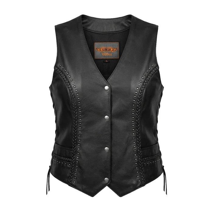Cowgirl - Women's Studded Leather Motorcycle Vest