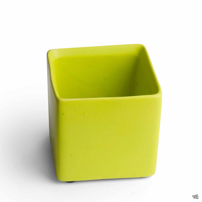 Cube Cache Pot 2.5 inch Lime Green