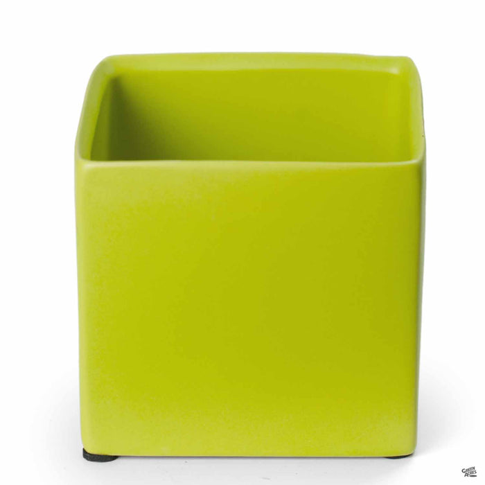 Cube Cache Pot 4.5 inch Lime Green