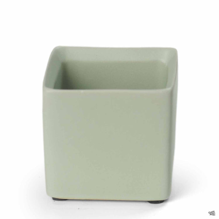 Cube Cache Pot 2.5 inch Matte Green