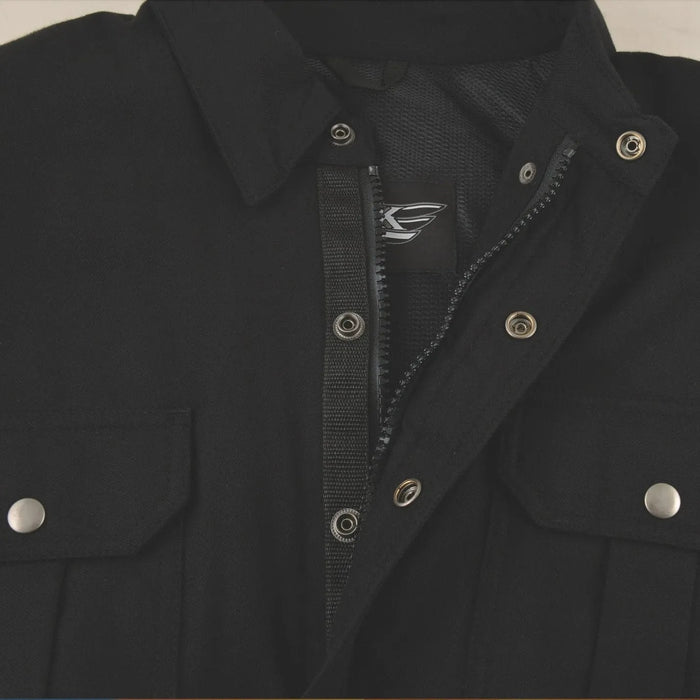 Defender - Men's armored Motorcycle Flannel Shirt (Black)