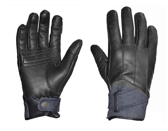 DenimBelle - Women's Leather/Denim Motorcycle Gloves