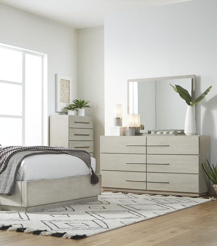 Destination Floating Glass Mirror in Cotton Grey