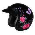 DOT Approved Daytona Cruiser Open Face Motorcycle Helmet - Men, Women & Youth - With Visor & Graphics - W/ Butterfly