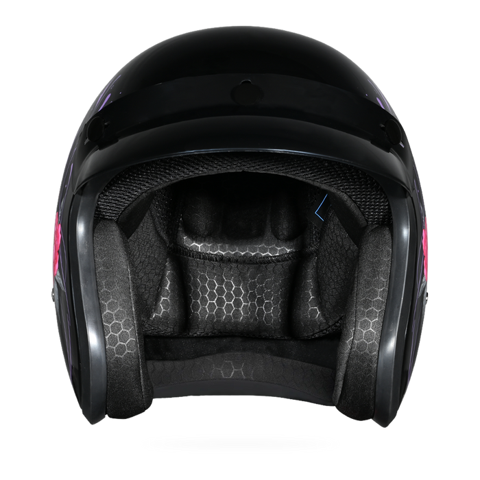 DOT Approved Daytona Cruiser Open Face Motorcycle Helmet - Men, Women & Youth - With Visor & Graphics - W/ Butterfly