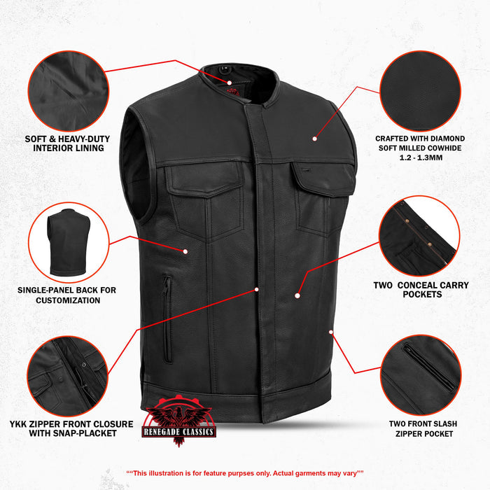 Eclipse Black Motorcycle Vest - Hidden Smart Access Pockets & Durable Lining