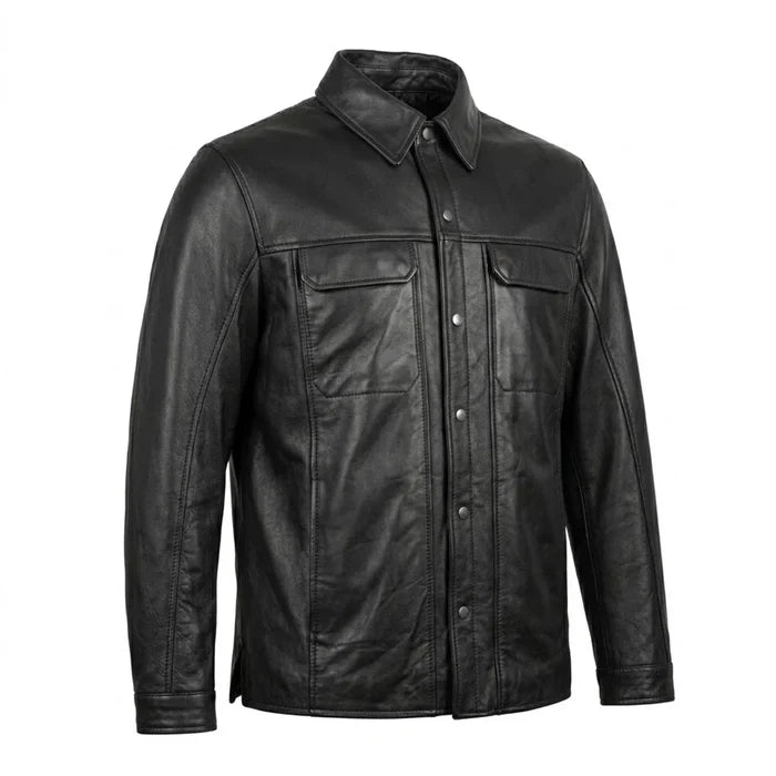 Edge - Premium Men's motorcycle Leather Jacket (Shirt Style)