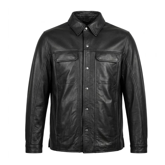 Edge - Premium Men's motorcycle Leather Jacket (Shirt Style)